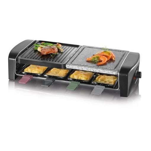 H.Koenig Raclette 8 Personas 4 en 1, Plancha con Piedra Natural