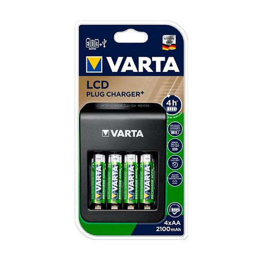 Cargador de pilas recargables AA y AAA VARTA. Gratis 4 pilas AA