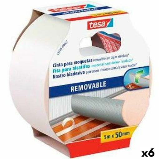 Cinta de Doble Cara TESA Moqueta Autoadhesivo Blanco 50 mm x 5 m (6 Un