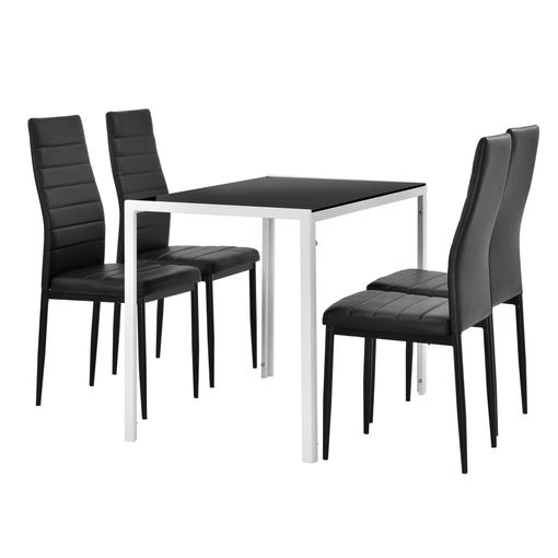 Pack Mesa Cristal + 4 Sillas Polipiel Comedor Saona Negro Ii Cocina Salón  Estilo Moderno con Ofertas en Carrefour