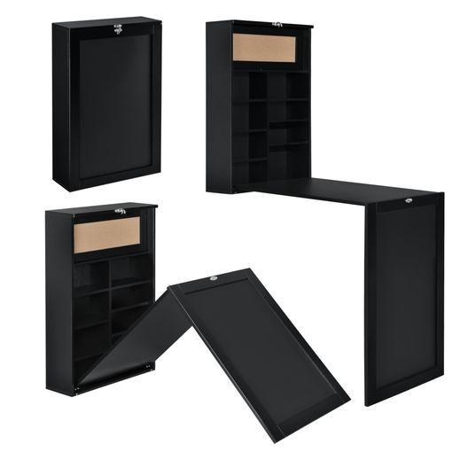 en.casa]® Escritorio Plegable De Pared - Con Corcho Y Pizarra - 80 X 50 X  18,5 Cm - Mdf - Con Estantes Para Almacenar - Negro con Ofertas en  Carrefour