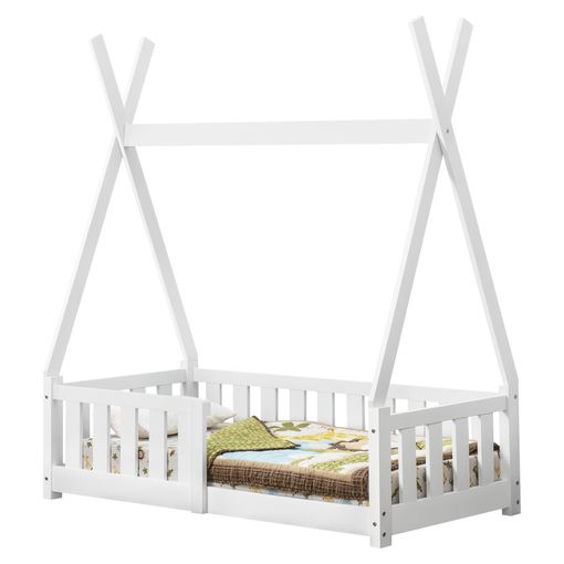 Cama infantil Netstal de madera pino Forma de casa - 70 x 140 cm - Pino  natural [en.