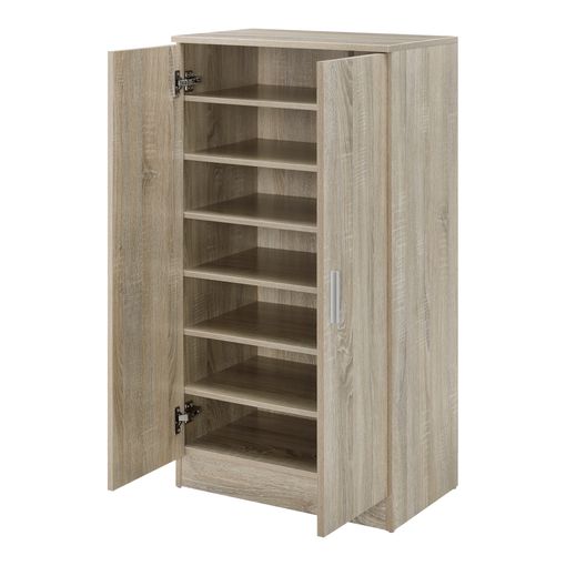 [en.casa] Zapatero con Espejo 102,5 x 63 x 17 cm Mueble Zapatero  Organizador de Zapatos Roble