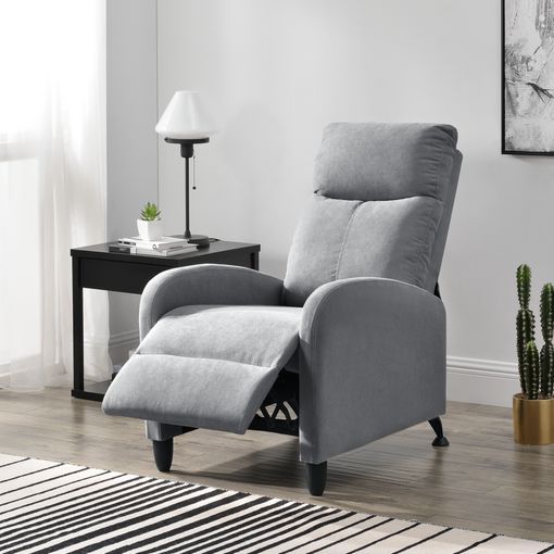 Sillón Relax Elegante - Butaca Reclinable - 102x60x92 Cm - Asiento Cómodo -  Poliéster - Gris Claro [en.casa]®