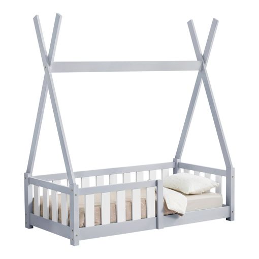 Cama Infantil Helsingborg Con Reja De Seguridad - Estructura Tipi - Pino  140x70 Cm - Gris Claro [en.casa] con Ofertas en Carrefour