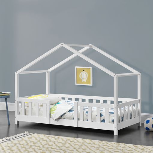 Cama Para Niños Treviolo Forma De Casa 70x140 Blanco Mate [en.casa] con en Carrefour | Ofertas Online