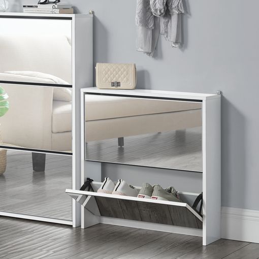 Zapatero Con Espejo - 67 X 63 X 17cm - Con 2 Compartimentos De  Almacenamiento - Mueble Zapatero Organizador De Zapatos - Blanco [en.casa]®  con Ofertas en Carrefour