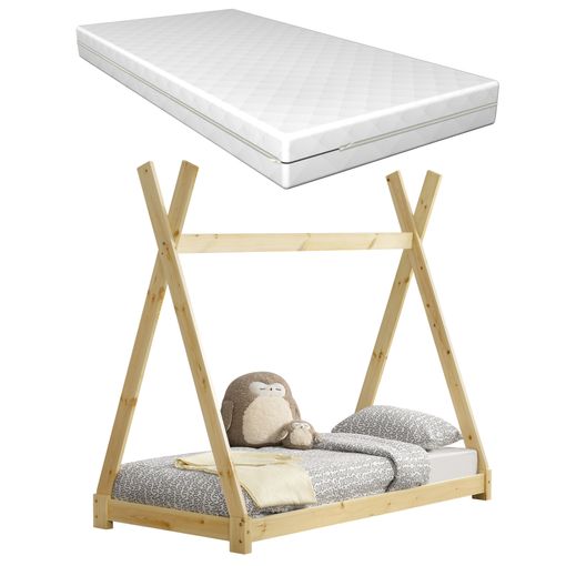 Cama Infantil Helsingborg Con Reja De Seguridad - Estructura Tipi - Pino  140x70 Cm - Blanco Mate [en.casa] con Ofertas en Carrefour