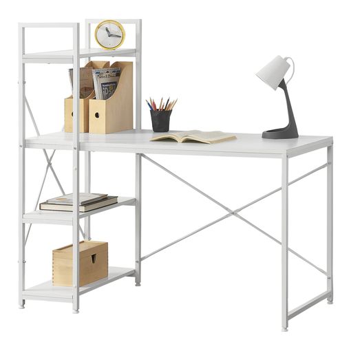 Mesa Escritorio Extensible Plutón Consola Moderna Color Blanco Y Cemento  99x36x88 Cm con Ofertas en Carrefour