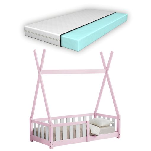 Cama Infantil Helsingborg Con Reja De Seguridad - Estructura Tipi - Pino  140x70 Cm - Blanco Mate [en.casa] con Ofertas en Carrefour