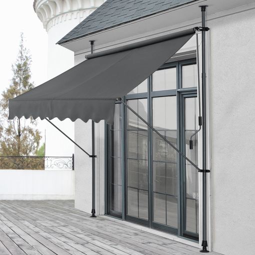 pro.tec] Toldo articulado con armazón - Gris - 250 x 120 x 200-300 cm - Toldo  enrollable terraza balcón - Protector de sol - Parasol