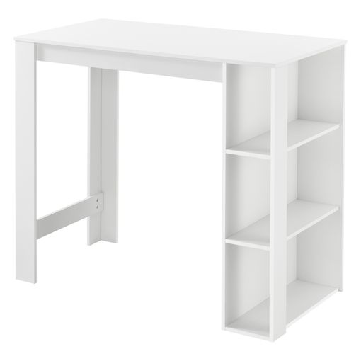 Mesa alta de bar con 3 estantes mdf blanco