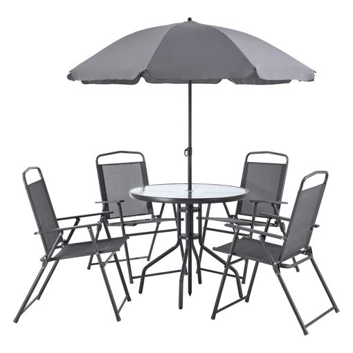 Conjunto Mesa Y Sillas Jardin Mesa Exterior De Aluminio Fundido Y 6 Sillas,  Mesa De Comedor para Patio Resistente Al Agua con Protector Solar para Todo  Clima, Apto para Jardín/Patio : 