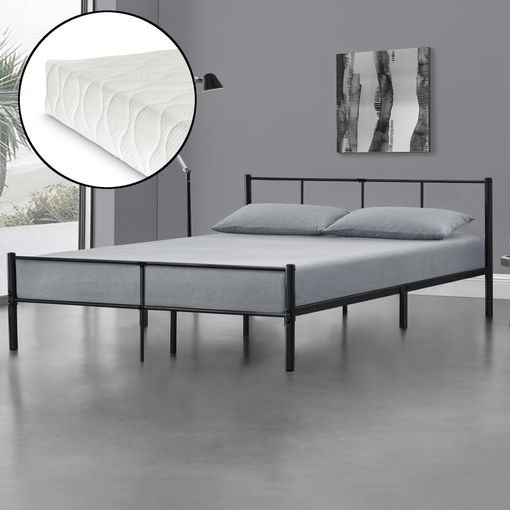 Cama Doble Laos Con Somier Metal 180 X 200 Cm - Negro Mate [en.casa] con  Ofertas en Carrefour