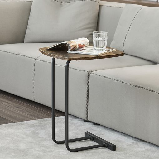 Mesa Auxiliar Cuadrada Kjellerup Mdf/metal 55 X 40 X 40 Cm - Efecto Madera  Tono Oscuro [en.casa] con Ofertas en Carrefour