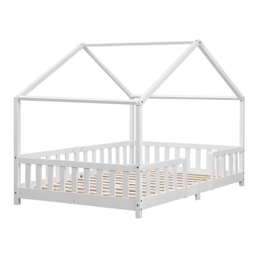 Cama Para Niños Treviolo Forma De Casa Pino 120x200 Cm Blanco Mate [en.casa]  con Ofertas en Carrefour