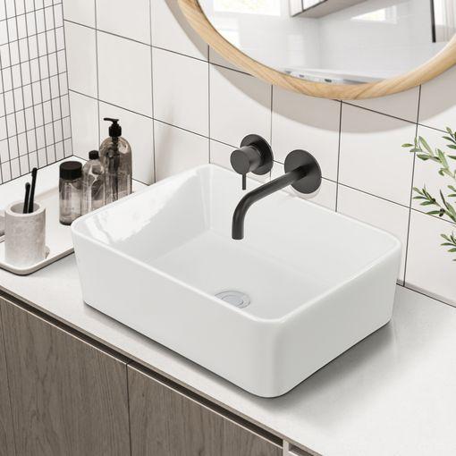 Lavabo Sobre Encimera Svendborg Rectangular De Cerámica 40 X 30 X 13 Cm -  Blanco [neu.haus] con Ofertas en Carrefour