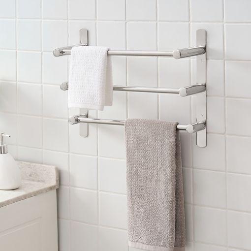  Toalleros para baño, toallero blanco mejorado de 3 barras para  toallas de pared de baño, toallero montado en la pared para almacenamiento  de baño pequeño, soporte de toalla de mano para