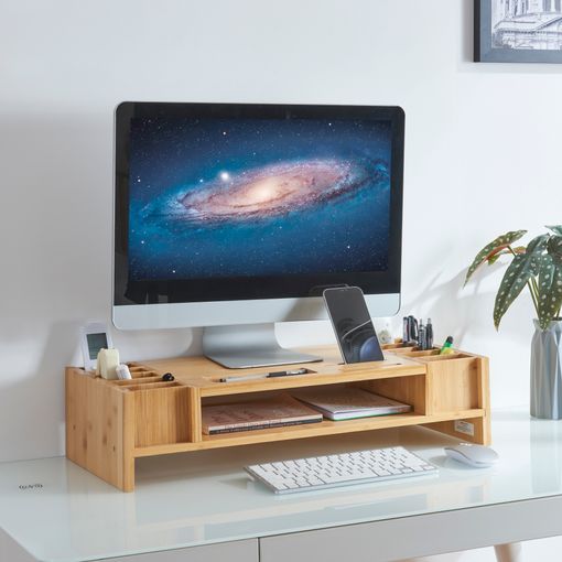 Soporte monitor y portátil de bambú XL