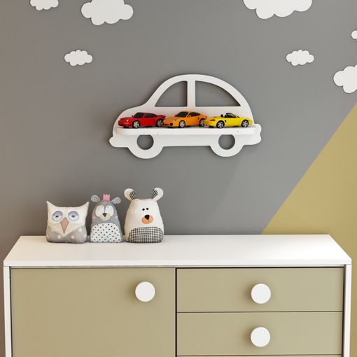 Librería Infantil Tårnby con forma de Oso 60 x 56 x 56 cm MDF blanco  [en.casa]