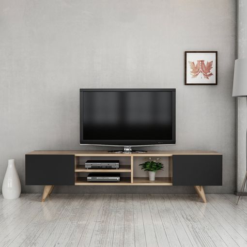 Mueble Tv Suspendido Toivakka Aglomerado 135 X 31 X 25 Cm - Roble /  Antracita [en.casa] con Ofertas en Carrefour