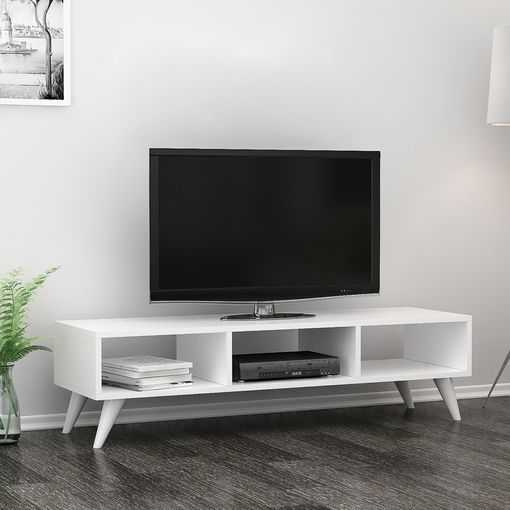 Mueble de salón TV Sottunga aglomerado 120 x 35 x 40 cm - Blanco [en.casa]