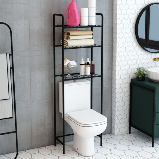 Estantería Alta Para Baño Lavadora Nordborg Metal 161 X 69 X 25 Cm Negro  [en.casa] con Ofertas en Carrefour