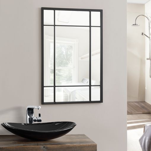 Espejo De Pared Colobraro Rectangular Para Baño Mdf 90 X 60 Cm - Negro Mate  [en.casa] con Ofertas en Carrefour