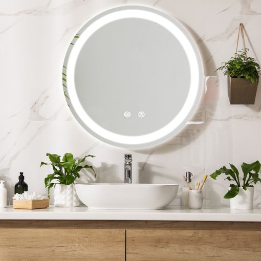Espejo de pared con LED Maratea para baño antivaho redondo aluminio cristal  70 x 70 x 3 cm Plateado PRO.TEC
