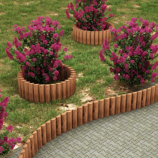 Valla de jardín exterior de 2 piezas Krölpa madera de pino 100 x 40 cm -  Natural [en.casa]