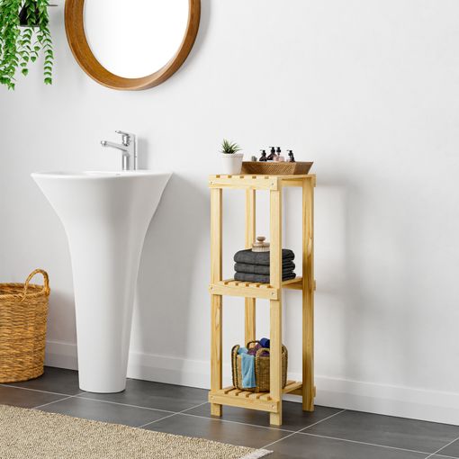 Estantería De Pie Para Baño Kinnula Con 4 Estantes Pino 120x60x30cm -  Natural [en.casa] con Ofertas en Carrefour