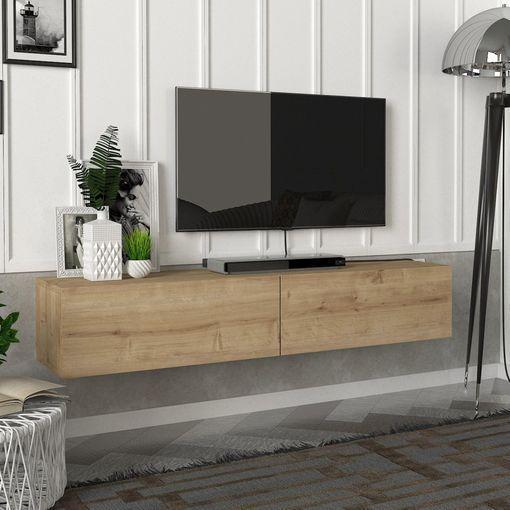 Mueble Tv 1 Puerta 2 Compartimentos – Gris Acabado En Brillo – 120 X 30 X  40cm – Berit con Ofertas en Carrefour