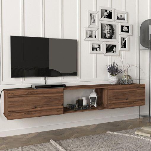 Mueble TV suspendido Laitila Aglomerado 140x32x30 cm roble rústico [en.casa]