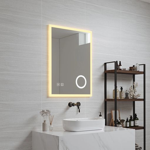 Espejo De Pared Con Led Racale Para Baño Ip65 Con Reloj Antivaho Y Lupa  Aluminio 70 X 50 X 3 Cm - Blanco [pro.tec] con Ofertas en Carrefour