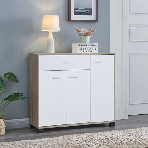 Zapatero Madera, Tres Puertas, Zapatero Puertas Oscilobatientes, Mueble  Auxiliar, Medidas: 63cms Ancho, 24cms Profundo, 115cms Alto (taupe/blanco)  con Ofertas en Carrefour