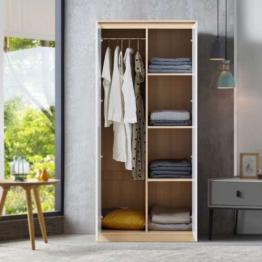 Armario Ropero Sabiote Con 2 Puertas Abatibles En Roble Natural 184 Cm(alto)81  Cm(ancho)52 Cm(largo) , Color - Natural con Ofertas en Carrefour