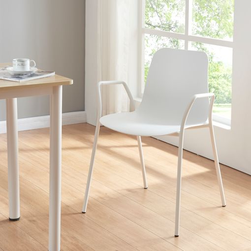 Silla De Comedor Kankaanpää Con Reposabrazos Plástico Y Metal 80 X 58 X 52  Cm - Blanco [en.casa] con Ofertas en Carrefour