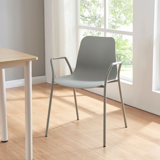 Silla De Comedor Kankaanpää Con Reposabrazos Plástico Y Metal 80 X 58 X 52  Cm - Gris Claro [en.casa] con Ofertas en Carrefour