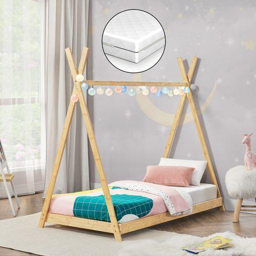 Cama Infantil Vindafjord Doble En Forma De Casa Bambú 160 X 200 Cm - Color  Natural [en.casa] con Ofertas en Carrefour