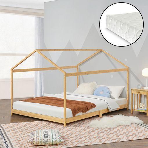 Cama Infantil Vindafjord En Forma De Casa Con Colchón Bambú 180 X 200 Cm -  Color Natural [en.casa] con Ofertas en Carrefour