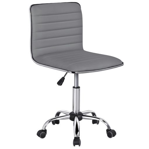 Silla De Oficina Con Ruedas De Cuero Sintético Para Escritorio Gris con  Ofertas en Carrefour