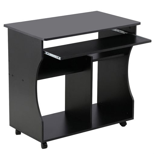 Mesa Escritorio Ordenador Con Ruedas 80x48x76 Cm Negro con Ofertas