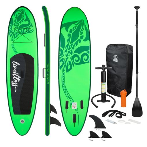 Set de tabla de paddle surf hinchable verde 300x76x10 cm