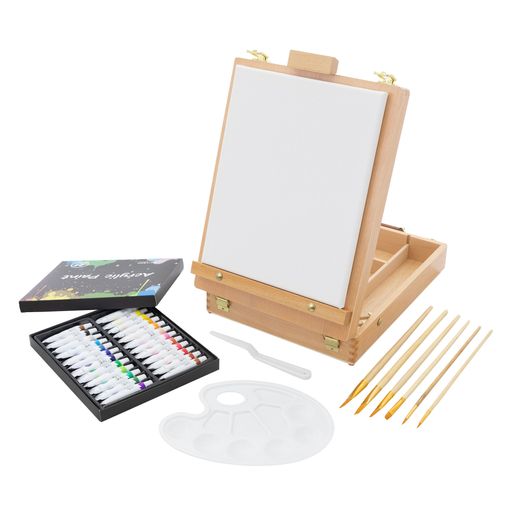 Kit pintura con caballete de 46 piezas y pinturas acrílicas (Envio