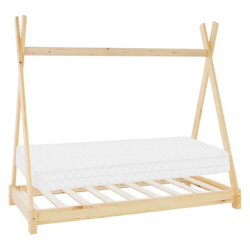 ML-Design Cama Infantil Tipi Natural Con Colchón De Espuma Fría