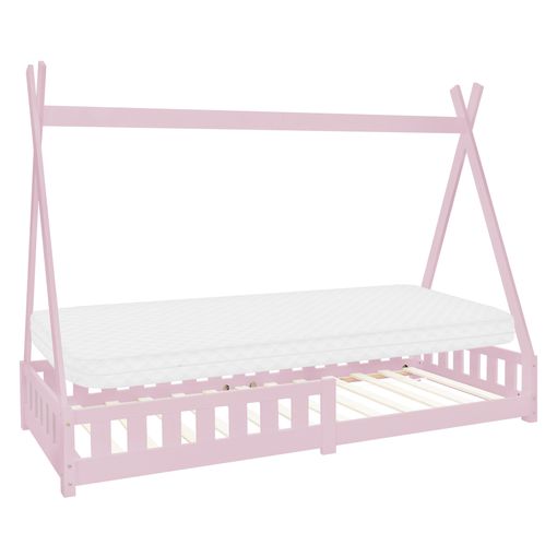 ML-Design Cama Infantil Tipi De Madera Maciza De Pino Blanco