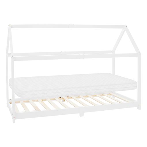 en.casa]® Cama para niños de madera pino - 206x98x142cm - Cama infantil -  Forma de casa - Blanco