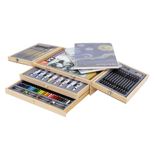 ECD Germany Estuche de Pintura de 109 Piezas Maletín de Madera Kit de Arte  y Dibujo