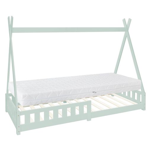 ML-Design Cama Infantil Tipi De Madera Maciza De Pino Blanco