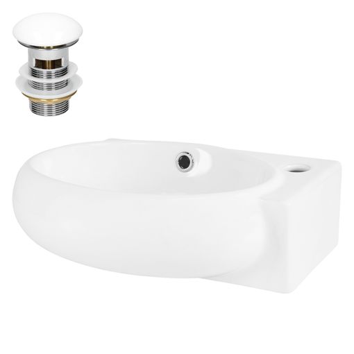 Lavabo Incl. Desagüe Con Rebosadero 43 Cm Cerámica Blanca Ml-design con  Ofertas en Carrefour